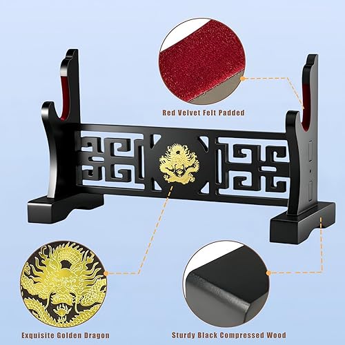 Miniatura 10 de Eforlife Soporte acolchado para espada, soporte de terciopelo para proteger la espada, Katana Genji, hoja samurái japonesa Gladius Templar, soporte