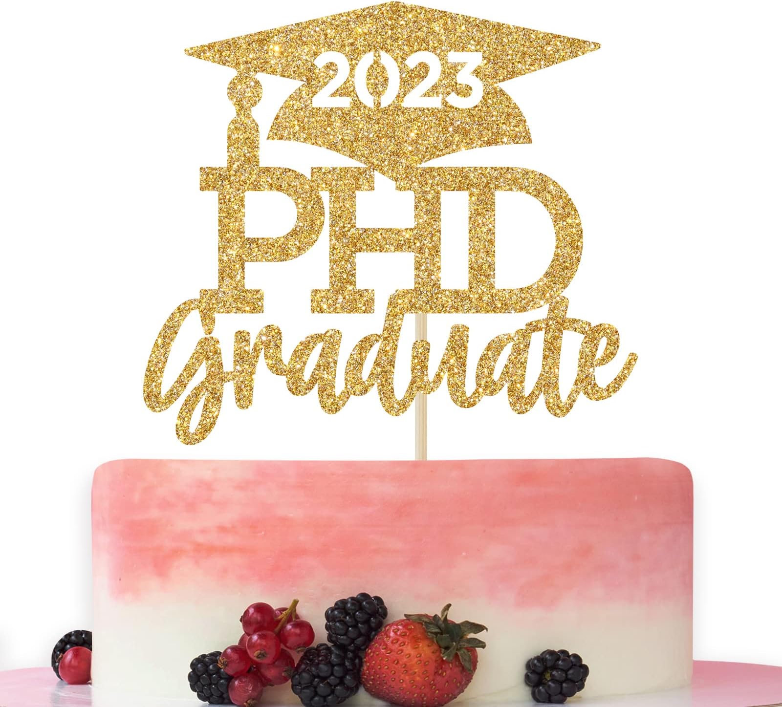 BytorjarBytorjar PHD Graduate Cake Topper, PHD Graduation Decor, Congrats PHD, Class of 2023 PhD Graduation Party Decorations Gold Glitter