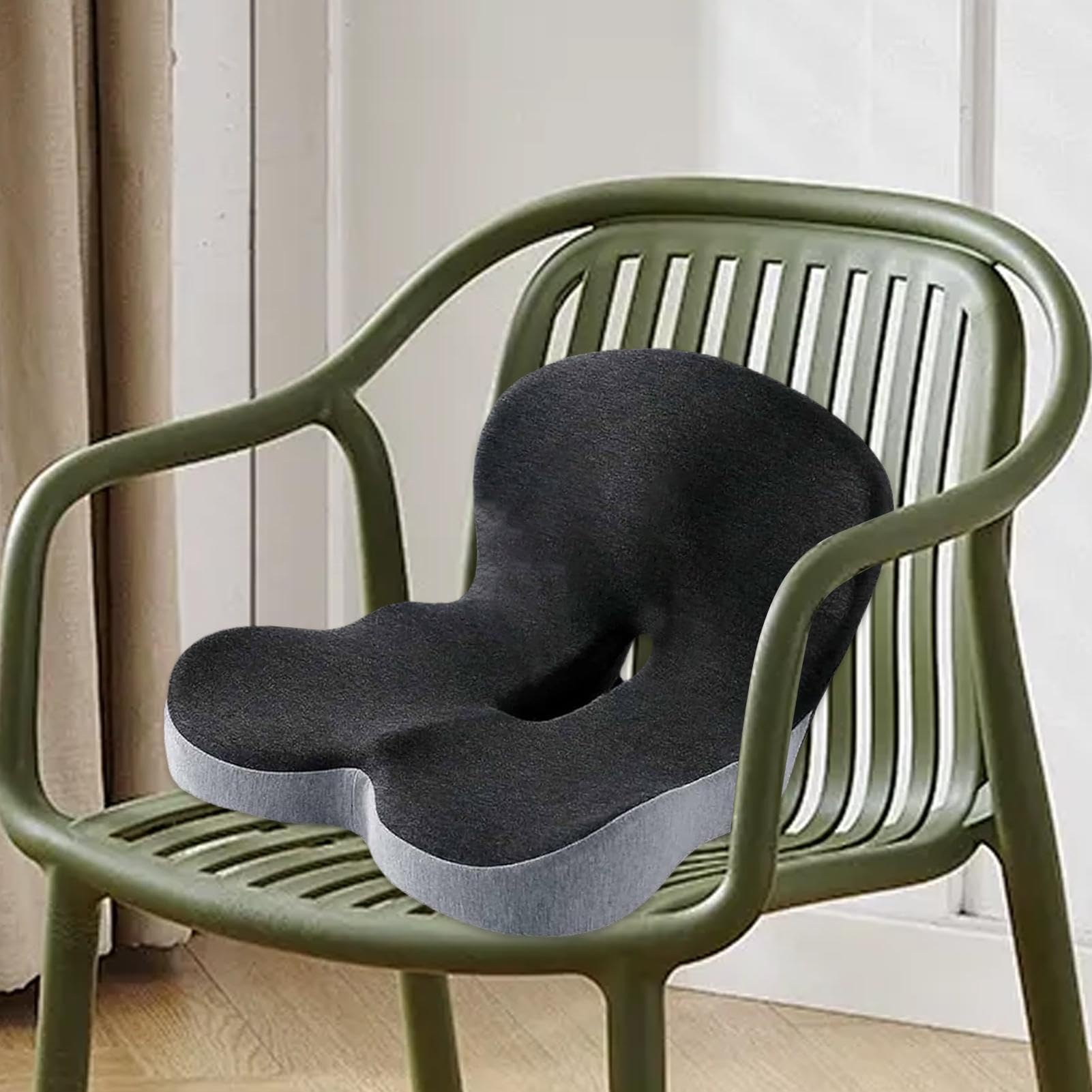 Cojín de asiento de espuma viscoelástica, cojín de apoyo lumbar integrado, almohada ortopédica para alivio de sentarse, elevador de silla antifatiga, para hombres y mujeres, personas mayores, asiento