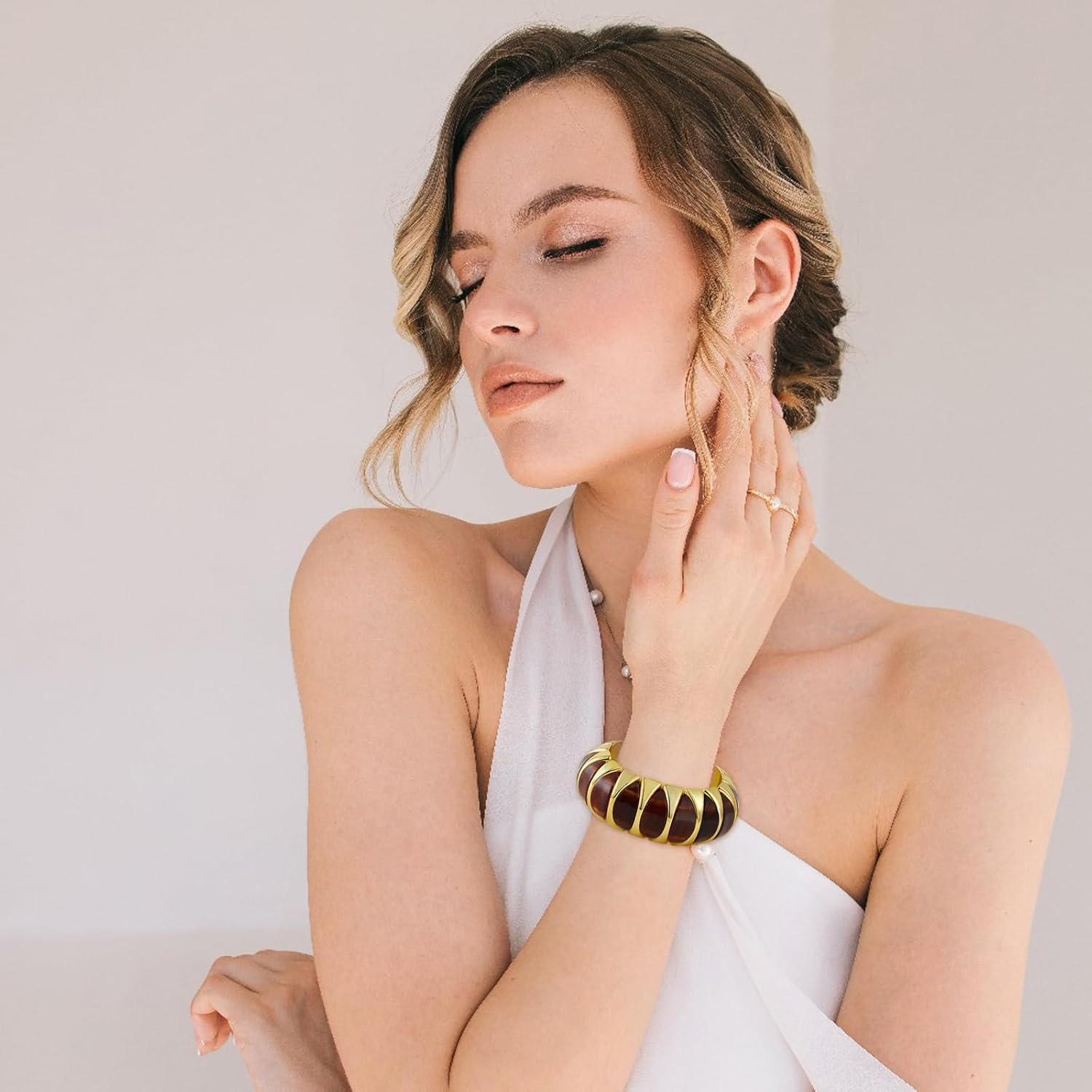 HIIXHC Acrylic Chunky Bangles Bracelets for Women Resin Stretch Bracelets for Women Gift Jewelry - Image 3