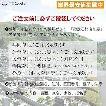 Amazon.co.jp: 墓石 お墓 洋型墓石 文字彫刻費無料 お墓の建立