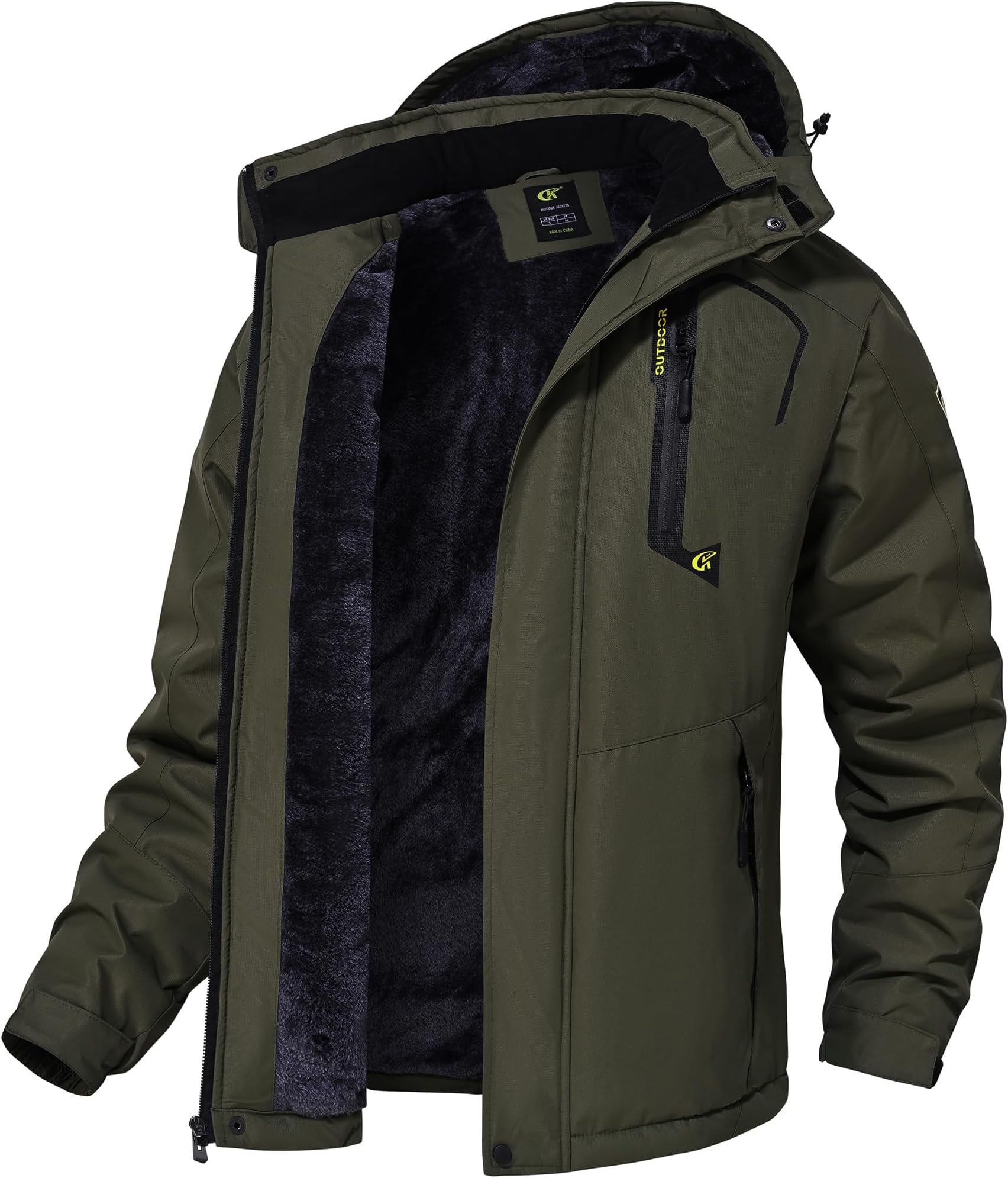 QPNGRP Mens Waterproof Fleece Ski Jacket Windproof Winter Snow Coat
