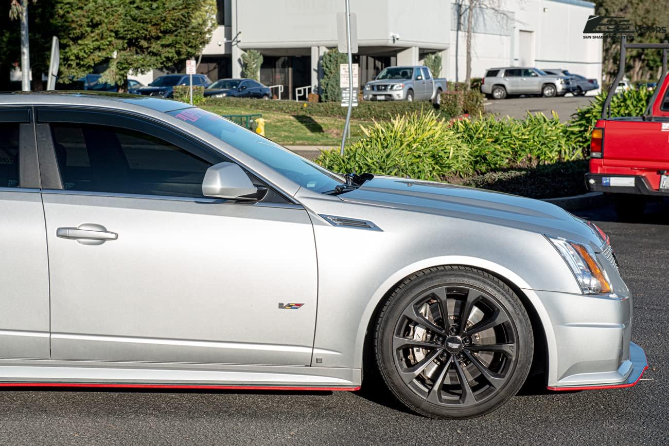 Extreme Online Store Replacement for 2008-2013 Cadillac CTS & CTS-V Models | EOS Visors Tape-On Style Smoke Tinted Side Vents Rain Guard Window Deflectors DWV-V216