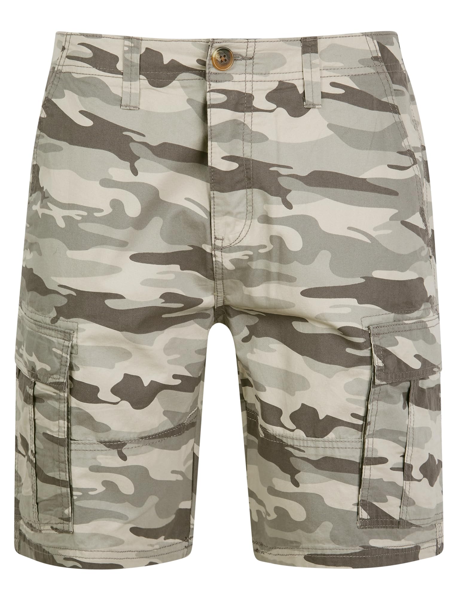 Tokyo Laundry Men's Light Grey Camo Cotton Twill Multi-Pocket Camoflage Cargo Shorts