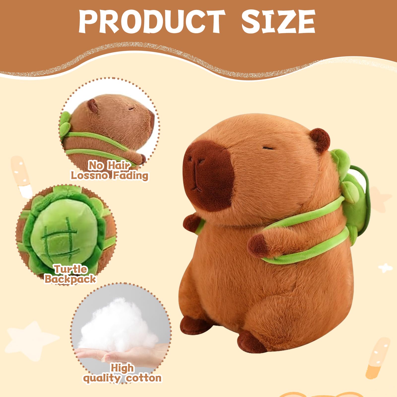Capybara Plüschtier 35cm Mit Schildkrötenrucksack - Niedliches Kuscheltier
