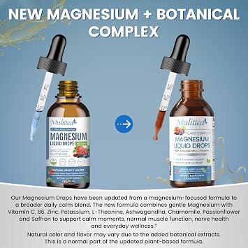 Magnesium Glycinate Liquid Drops with L-Theanine, Ashwagandha & Saffron | Herbal Sleep & Calm Support with Chamomile, Passionflower - Relaxation, Mood & Nerve Support - Sugar Free - 1 Pack