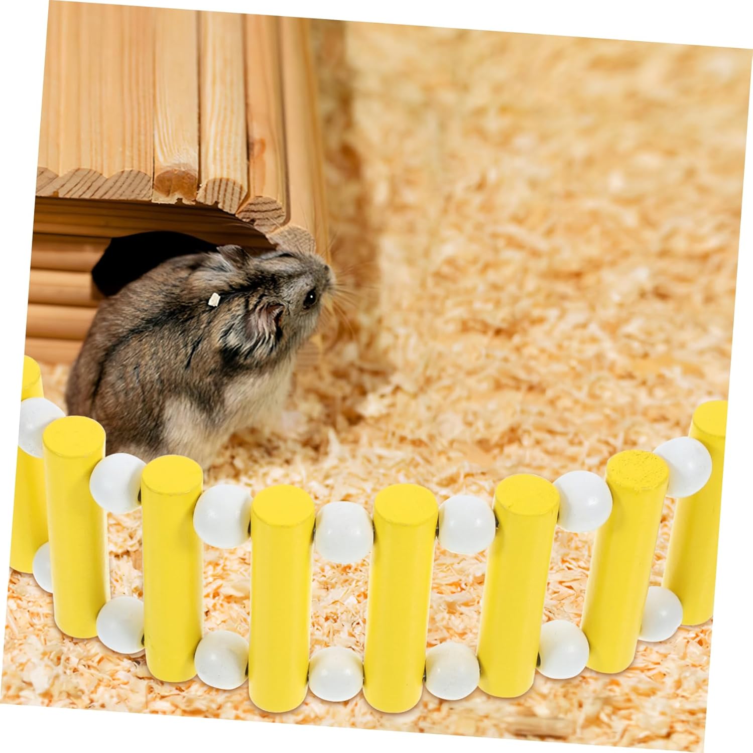 POPETPOP 5pcs Wooden Ladder Toy for Guinea Pig Hamster Rat Small Animal Cage Accessory Sturdy Safe Wooden Construction