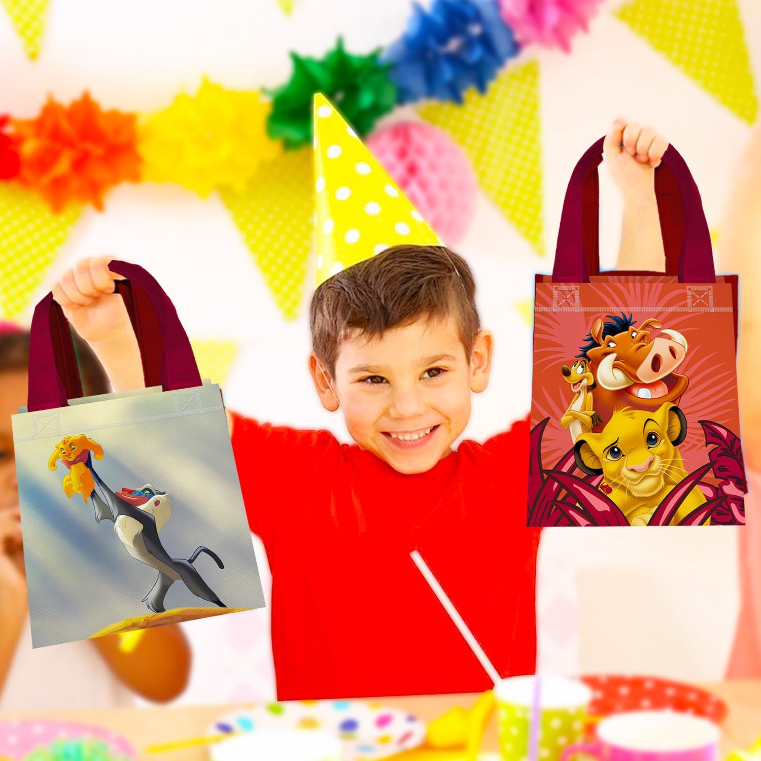 Lion King Party Favor Bags Set – 12 Pack 8" Disney Goodie Bags for Kids Bulk Reusable Mini Totes | Disney Lion King Birthday Party Supplies - Image 5
