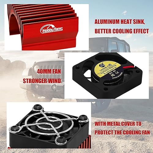 Miniatura 16 de Hobby Fans Ventilador de refrigeración RC Car de 1.575 in con disipador de calor para coche RC 1/8 1/10 540 550 F540 3650 3660 Motor, azul