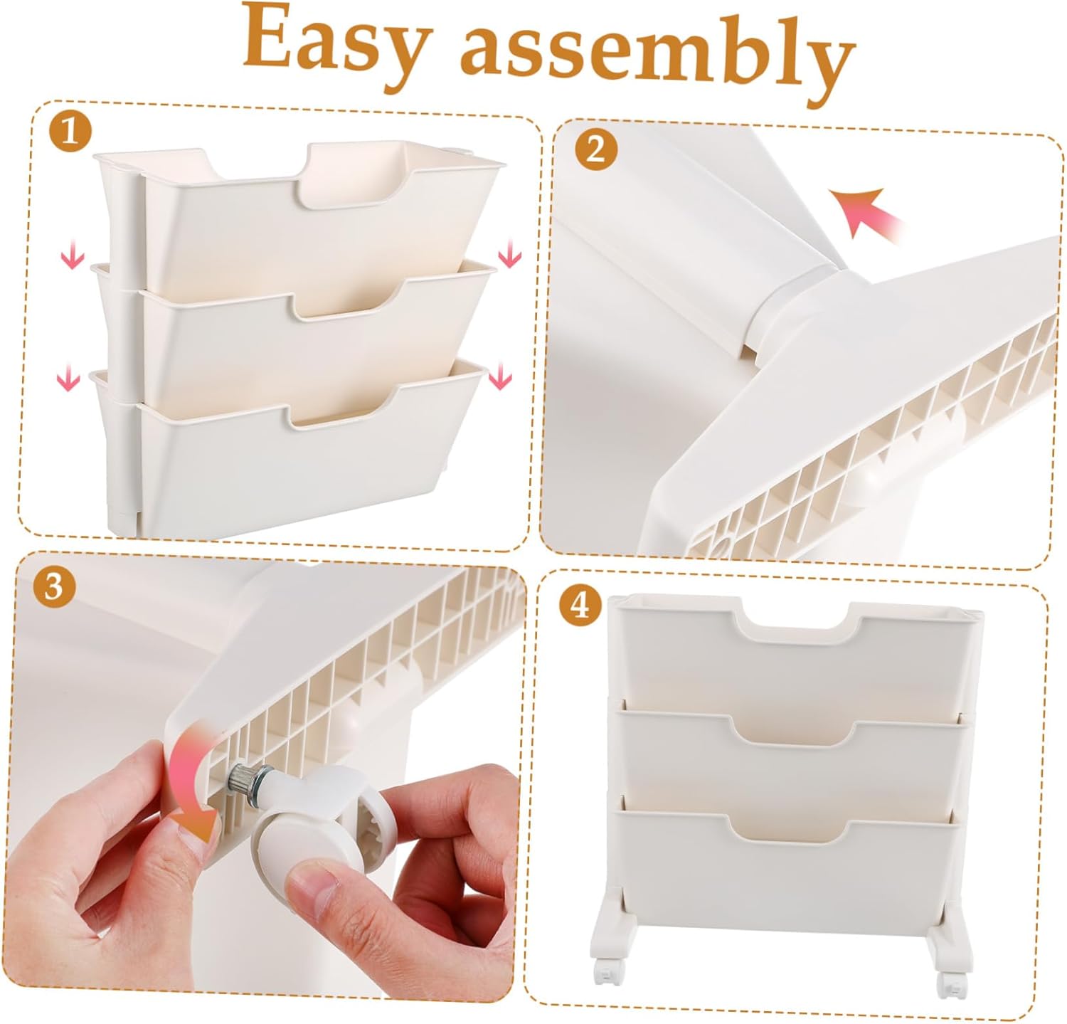 MERRYHAPY Mobile Bookcase Smooth Rolling Wheels Bookshelf for Classroom Rolling Cart Organizer Modern Design