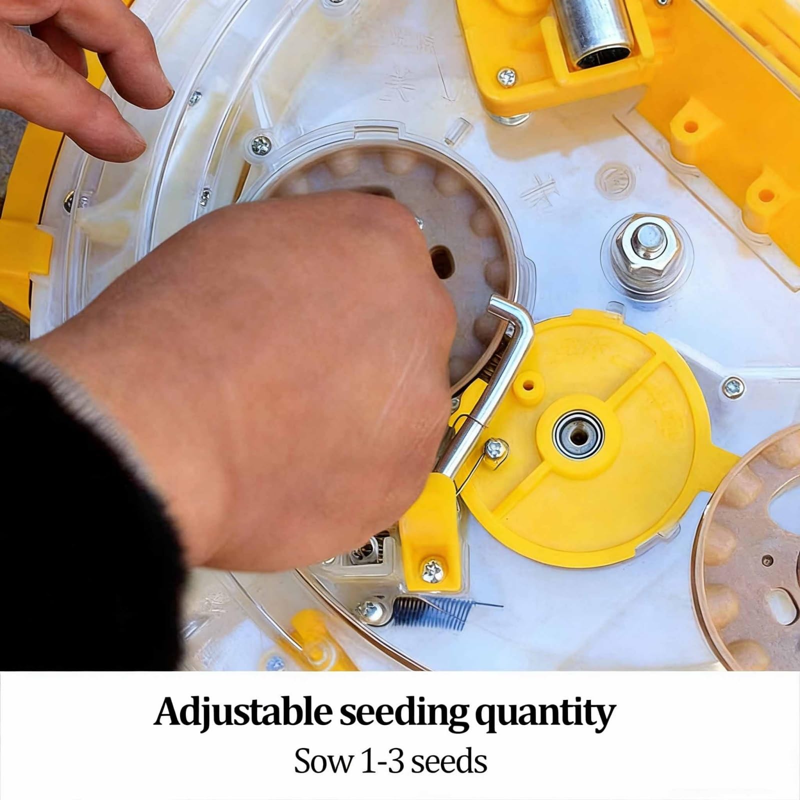Sembradora Manual, Herramienta de siembra y aplicación de Fertilizante con Rodillo de Empuje Manual, sembradora de una Sola Rueda para siembra en hileras, Ideal para Soja maíz(6 Nozzles)