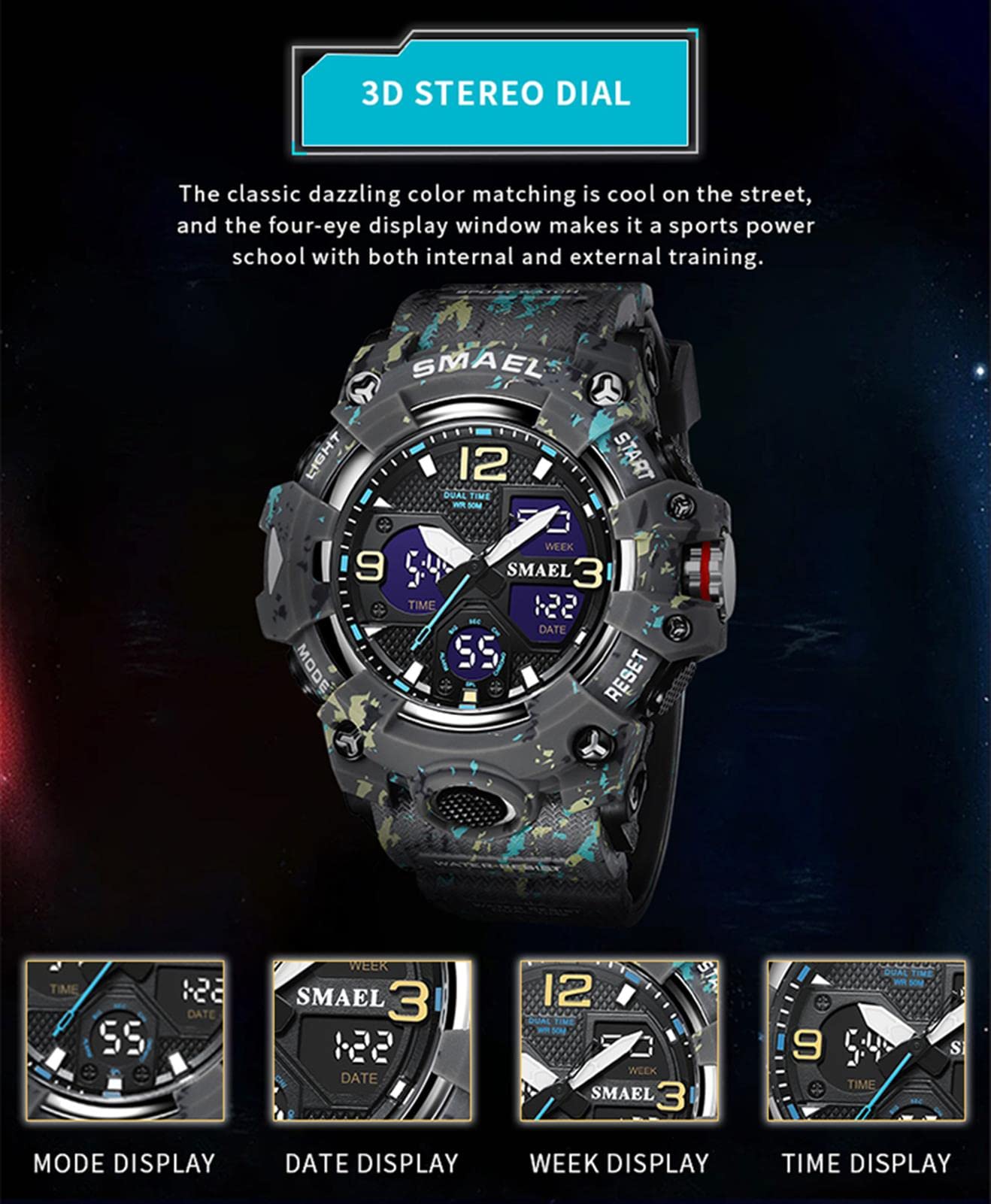 Montre Numerique Homme Etanche Waterproof Digital Militaire Montres avec LED Lumière Alarme Et Calendrier Date Course À Pied Homme Montre Bracelet