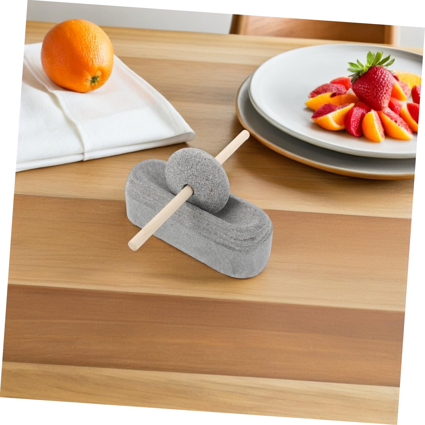 Cabilock Mörser und Stößel aus Stein mit Manuellem Betrieb und Stabilem Design zum Zerkleinern von Gewürzen und Knoblauch in Küche und Zuhause