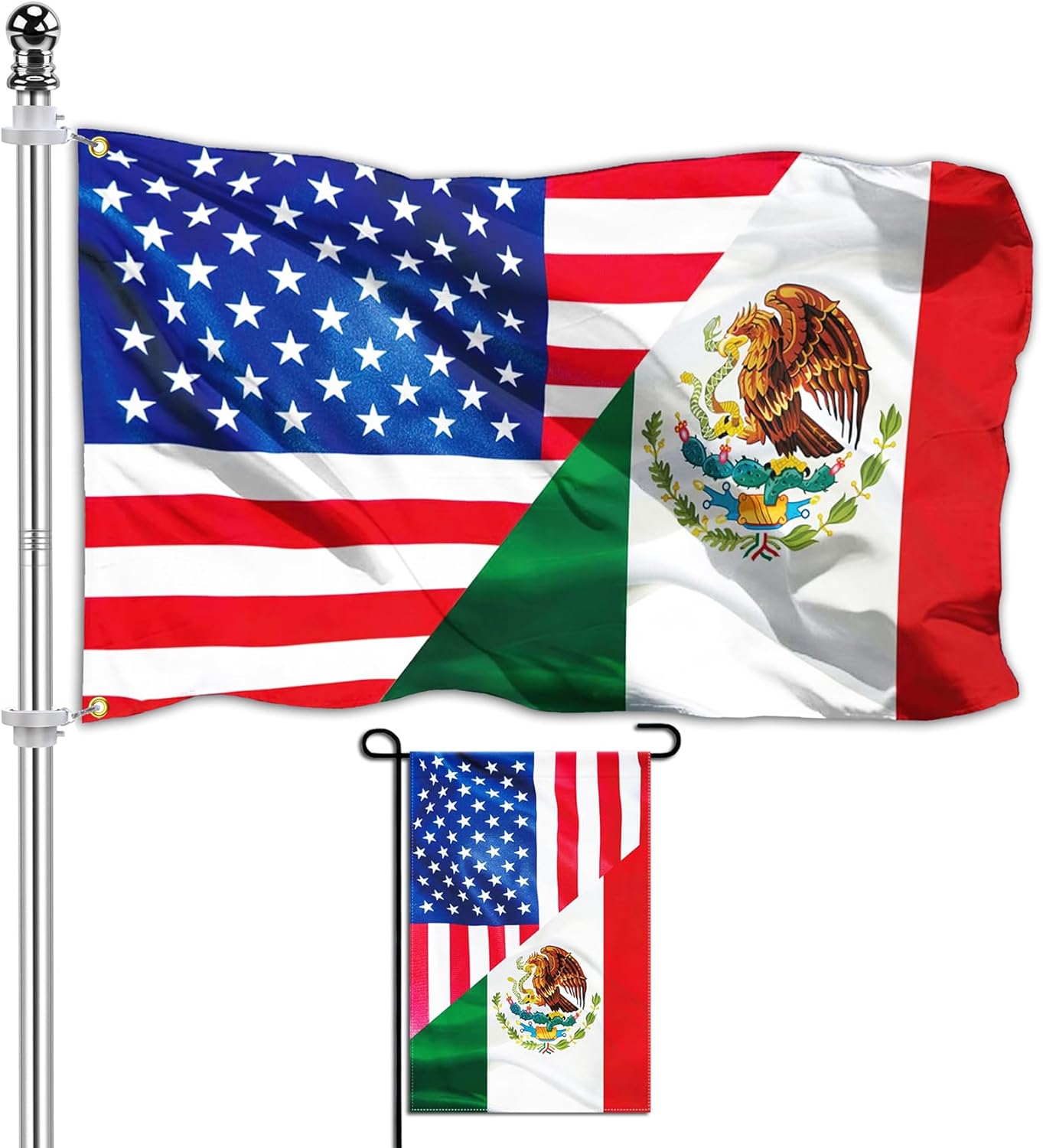 Mexico USA Friendship Flag 4x6 Ft Friendly Flags and Garden Flags 12×18 Inch Double Sided Print for American Outdoor Indoor Decor Anti-Fading