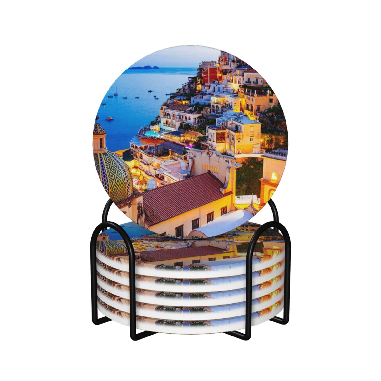 Dessous de verre absorbants en céramique Twilight lot de 6 pièces antidérapantes pour table
