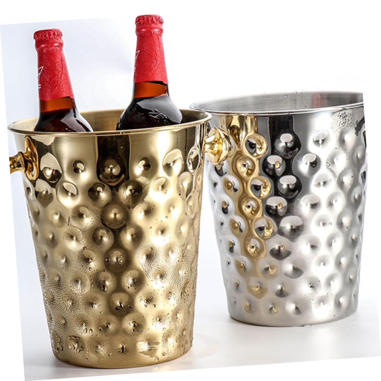1 Pc cubeta de Hielo Golden Dorado Cubo de Botella de Vino Cubo de Hielo de Cerveza Cubo de Hielo para Bar contenedor de Hielo de Acero Inoxidable merienda envase Cubo de champán