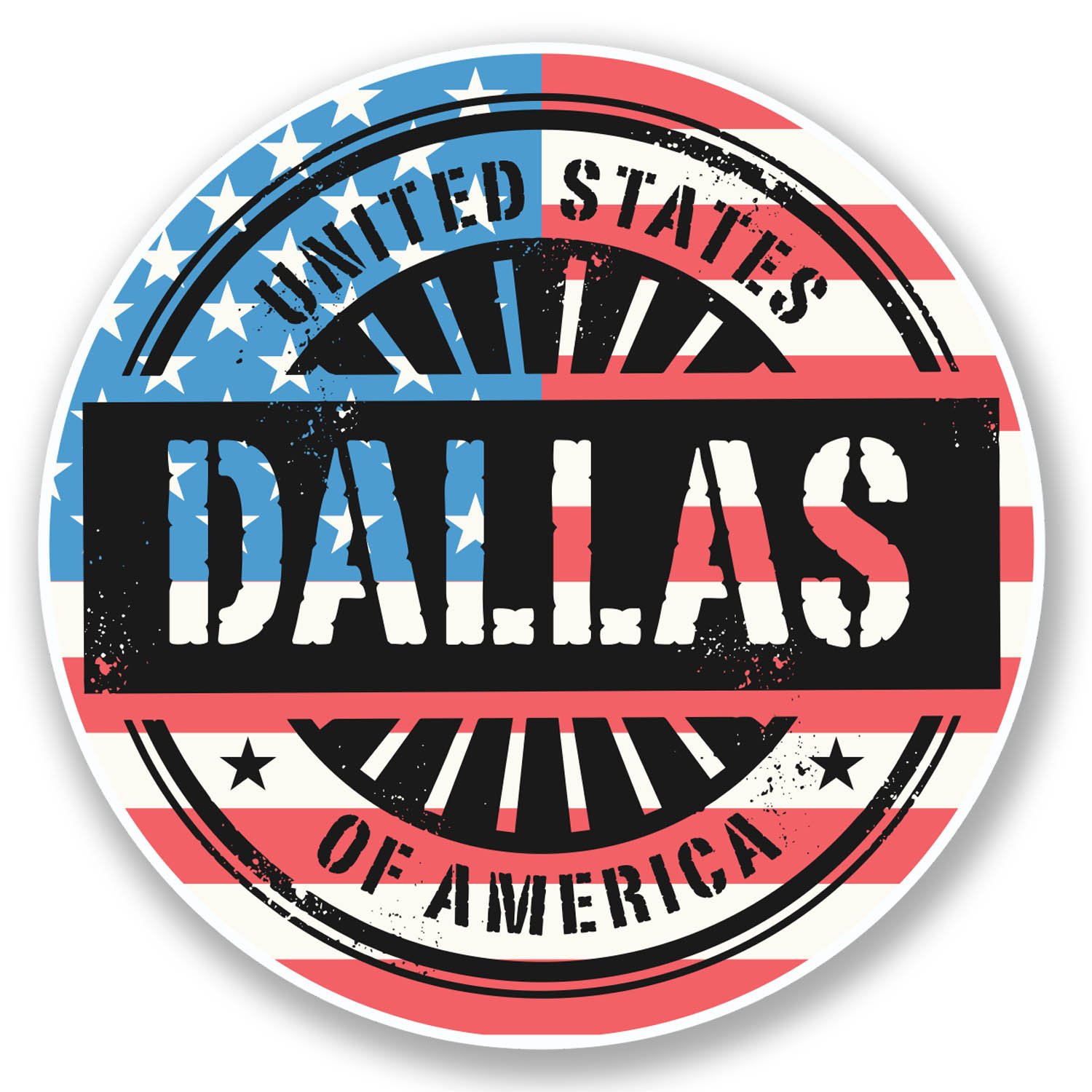 Destinationvinyl Multi 2 X 10Cm Dallas Usa America Sticker Car Laptop Travel Luggage Flag Tag #6052 (10Cm X 10Cm)