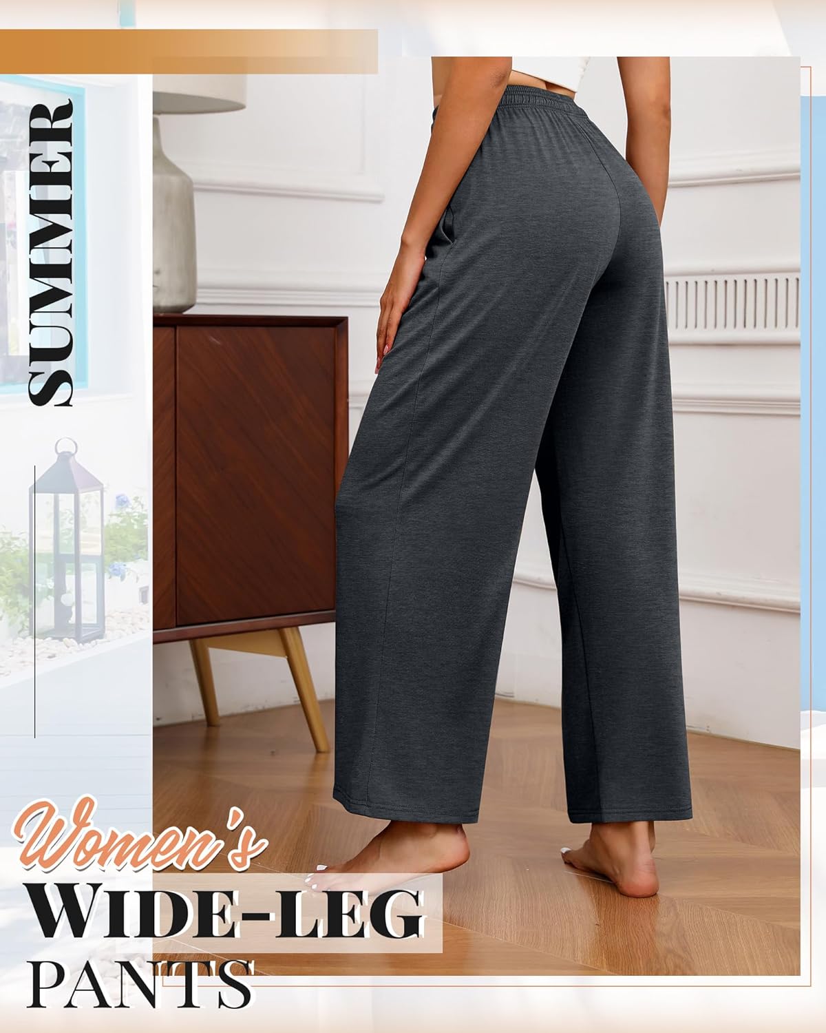 Neer 3 Pack Women's Drawstring Pants Casual Wide Leg Lounge Yoga Sweatpants Loose Comfy Palazzo with Pockets - Image 6