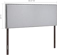 Vista 23 de Modway Region - Cabecero tapizado de tela de lino con ribete de cabeza de clavo, Madera