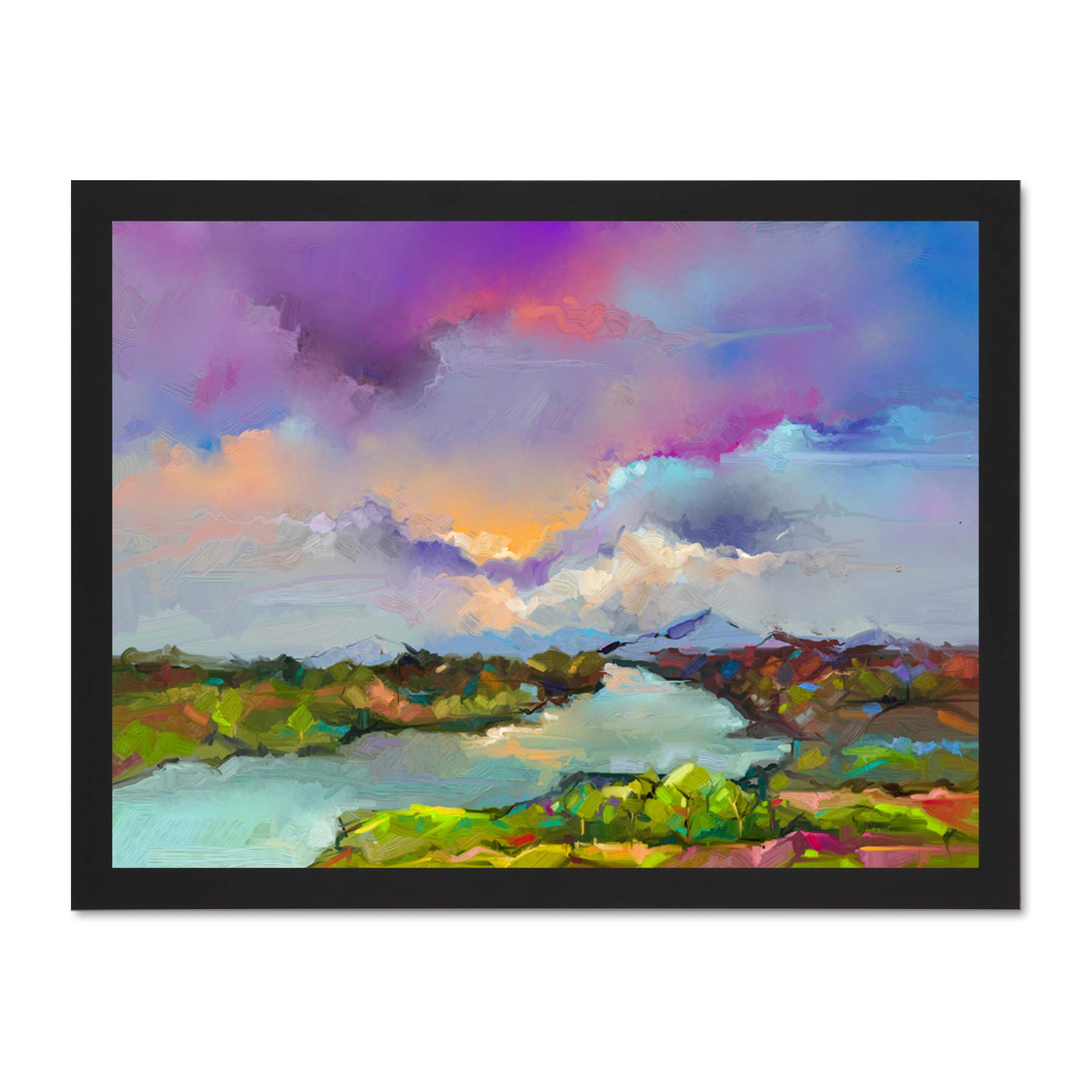 Wee Blue Coo Contemporary Colourful Landscape Large Framed Art Print Wall Poster 18x24 inch