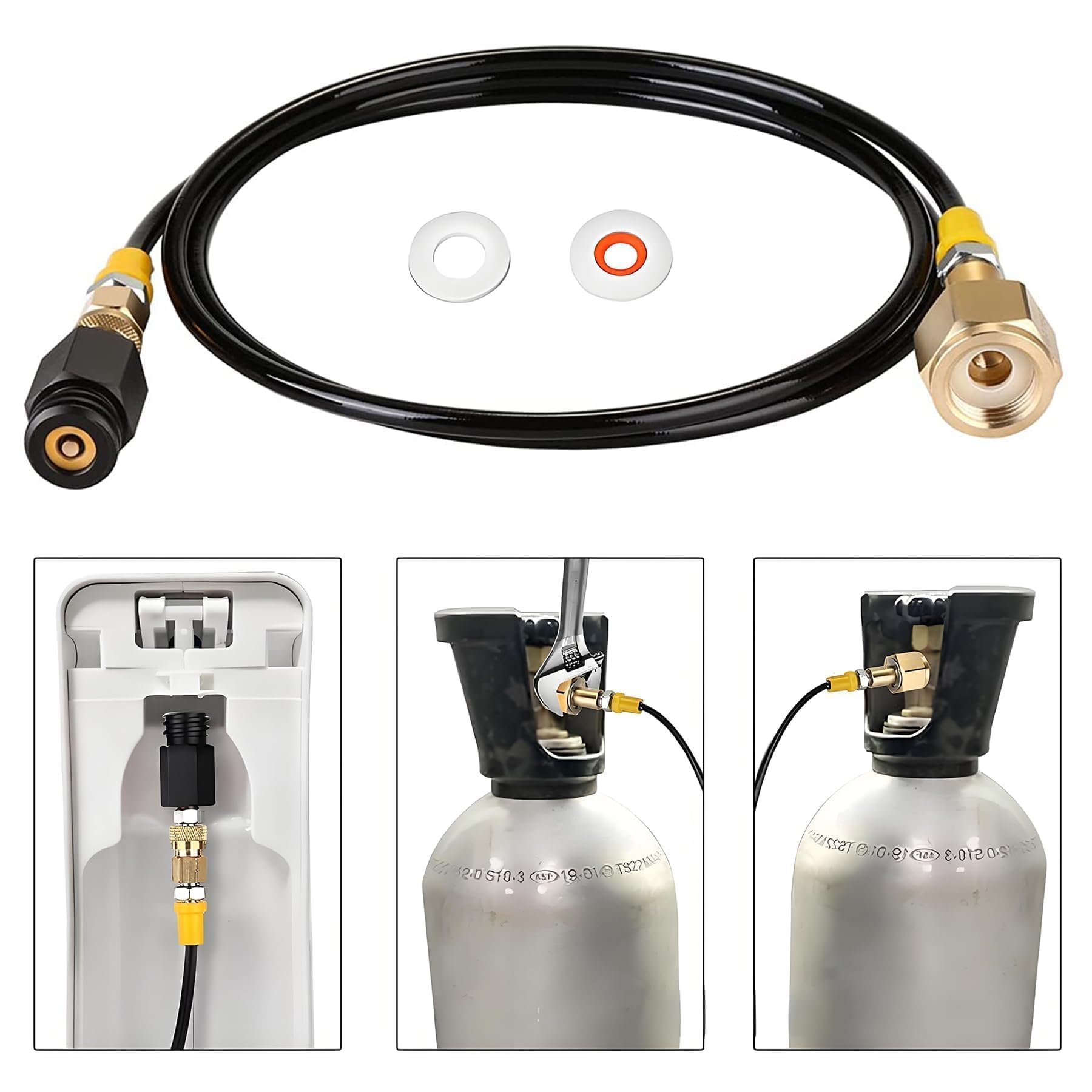Adattatore CO2 tubo 1,5 m W21.8-14 fino a TR21-4, tubo ad alta pressione CO2, adattatore per serbatoio Sodastream Duo Quick Connect QC, set per grandi bottiglie di CO2