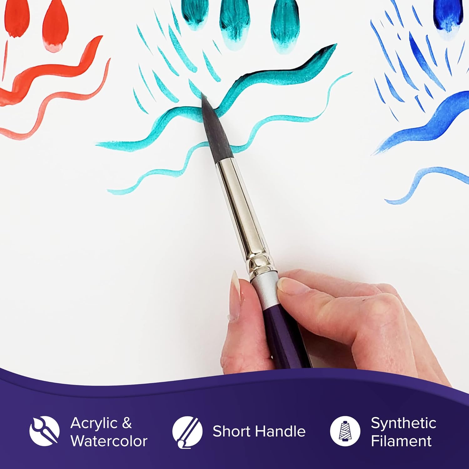 Silver Brush Limited 8800S Silver Silk Round Brush for Watercolor, Gouache, and Acrylic Paint, Size 26, Short Handle