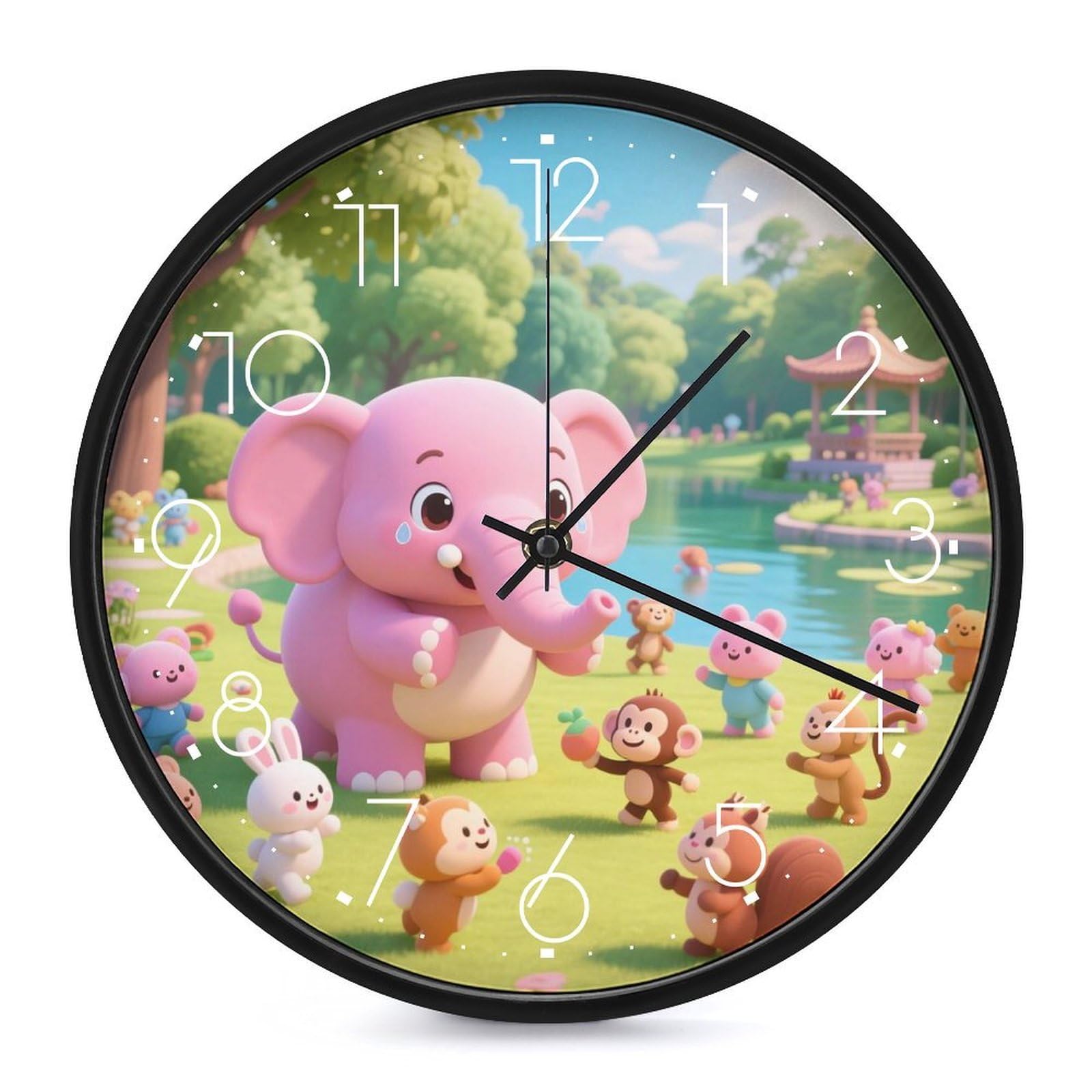 DWVTSLH Cute Elephant Wall Clock 10 Inch Silent Non-Ticking Modern Clocks Battery Operated - Decorative Wall Clocks for Bedroom Living Room Kitchen Office Wall Decor Gift Idea