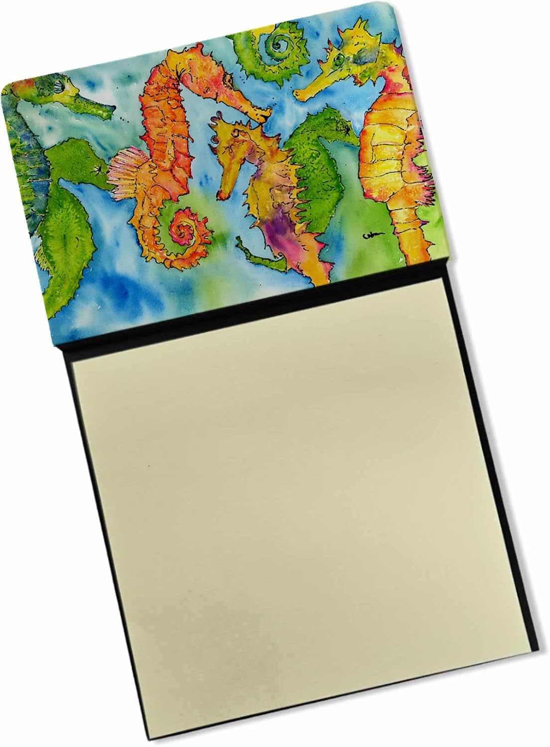 Caroline's Treasures 8546SN Seahorse Refillable Sticky Note Holder or Postit Note Dispenser, 3.25 by 5.5", Multicolor