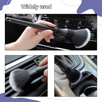 Bansusu Car Detailing Brush Artificial Fiber 2 PCS Ultra Soft Synthetic Bristles Black Car Brush Interior Leave No Trace Easy Cleaning for Detail of Car, Motorcycle
