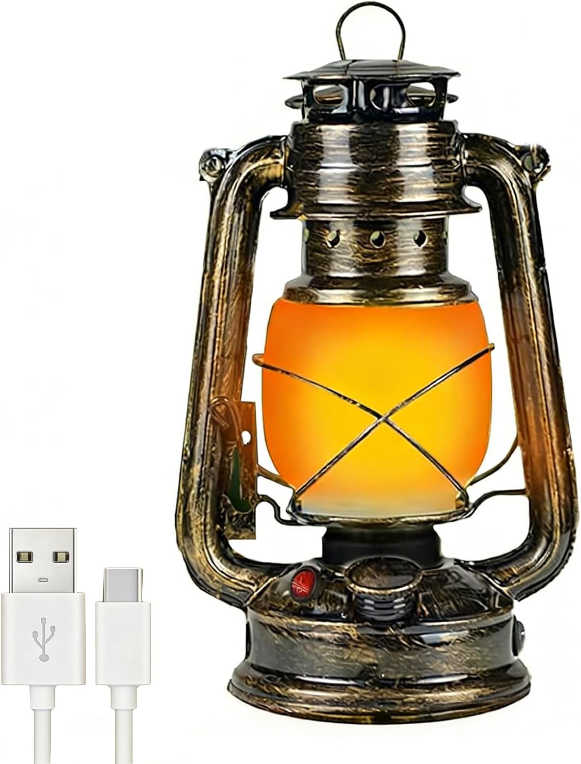 LED Lantern Outdoor Vintage LED Camping Lamp Hanging Rechargeable 1800 mAh Battery Storm Lantern Portable for Indoor and Outdoor Use, Flickering Flame, Warm White