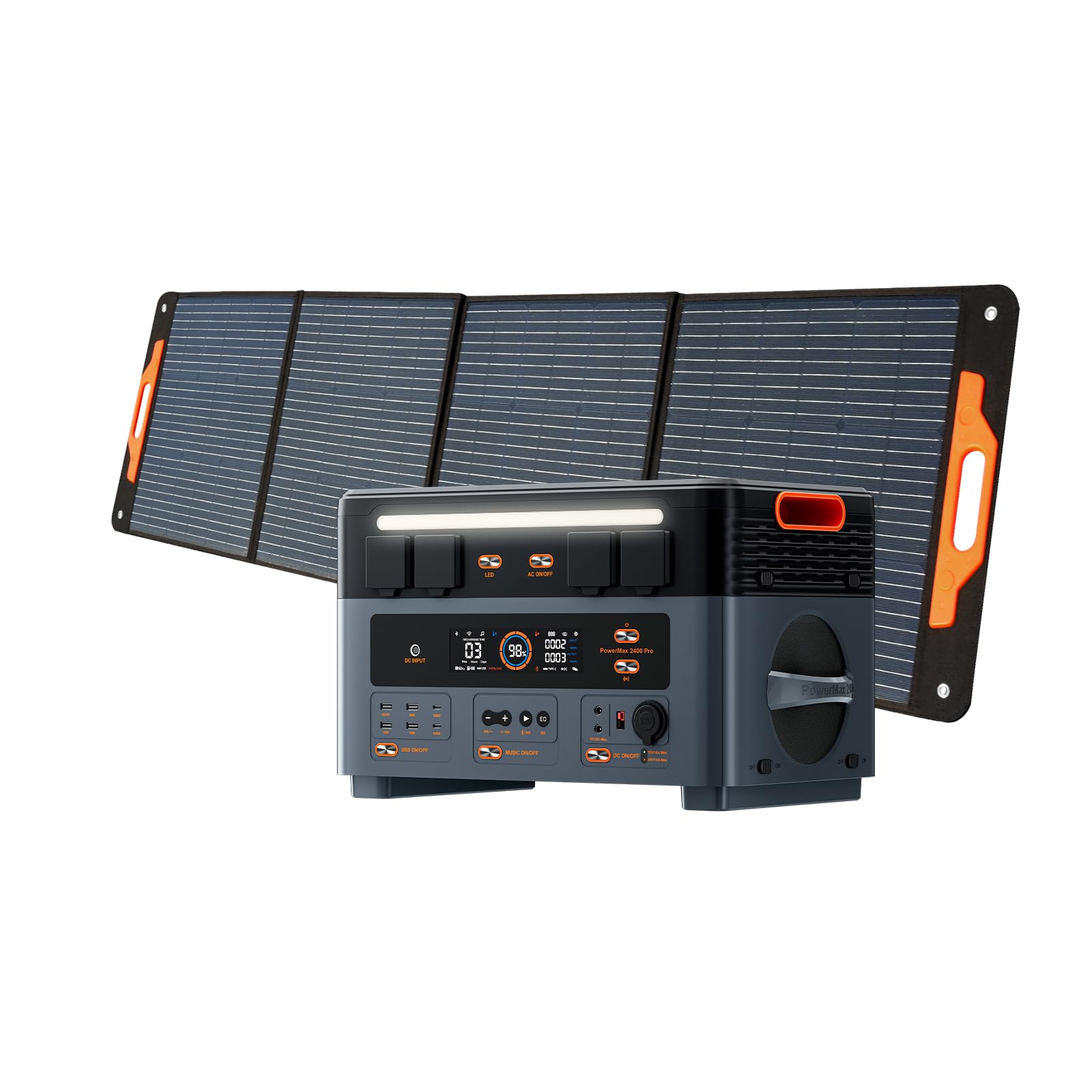 Oscal PM2400 Portable Power Station, 1872Wh LiFePO4 Home Backup Battery, Dual Speaker 2400W Solar Generator(Surge 4800W), Dual Wireless Charging Pad,