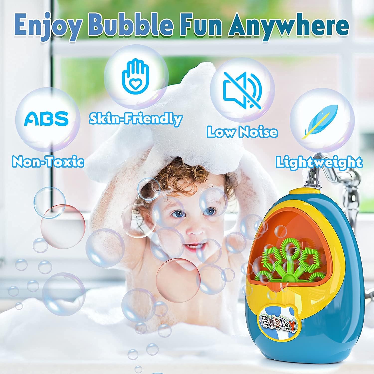 BubToy Bubble Machine for Kids - Automatic Bubble Blower 5000+ Bubbles Per Minute, High Output Bubble Maker Toys Bubbles for Toddlers, Christmas Birthday Gifts for 3 4 5 6 7 8 Years Old Boys Girls