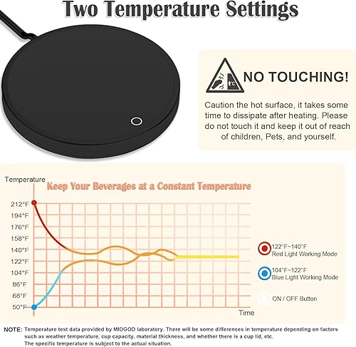 Miniatura 4 de Midgod Calentador de taza de café, calentador de café eléctrico para escritorio con apagado automático, calentador de tazas para café y té,