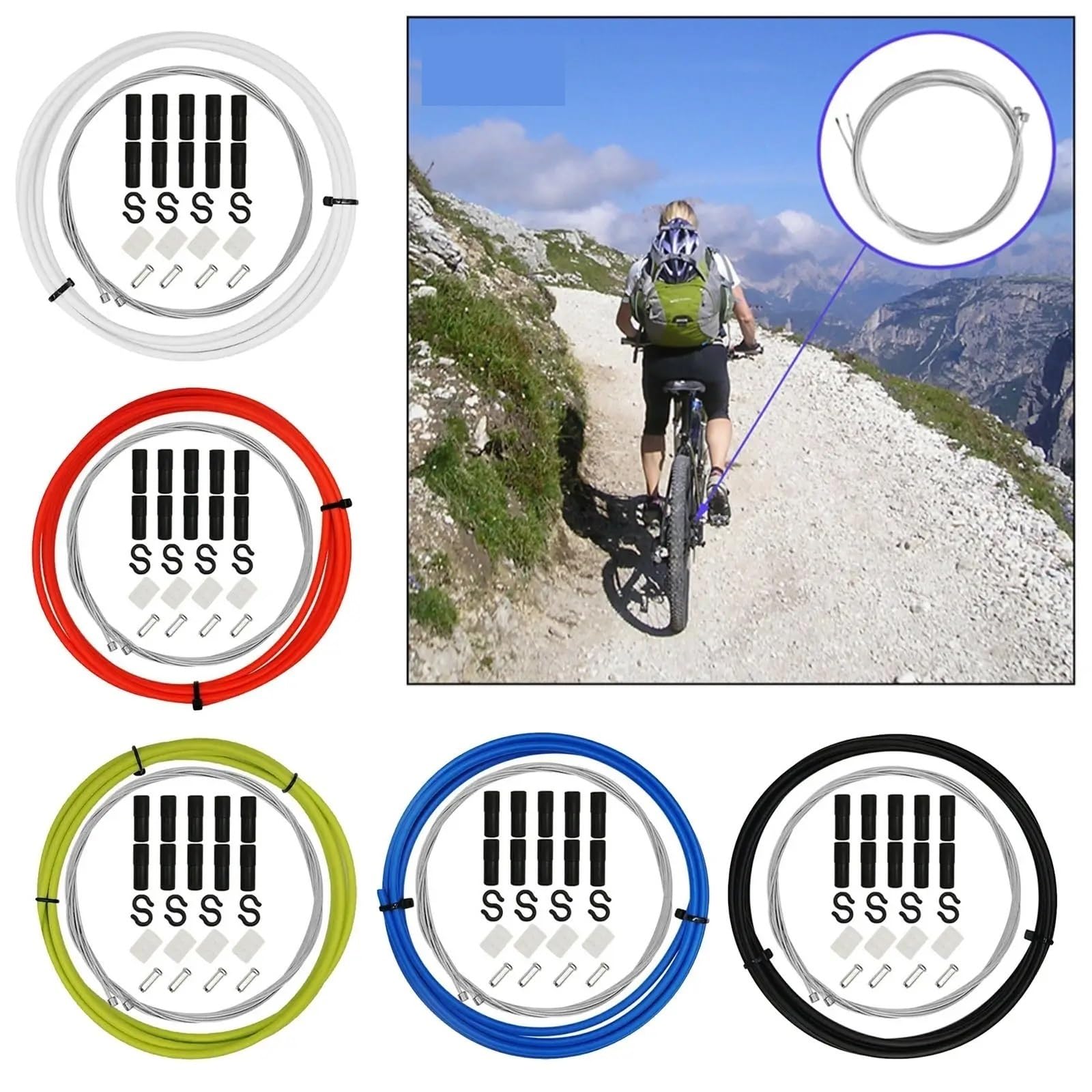 Mountain Road Bike Bremskabel Vorne Hinten Bremse Getriebe Kabel Ers Set für Mountainbikes(White)
