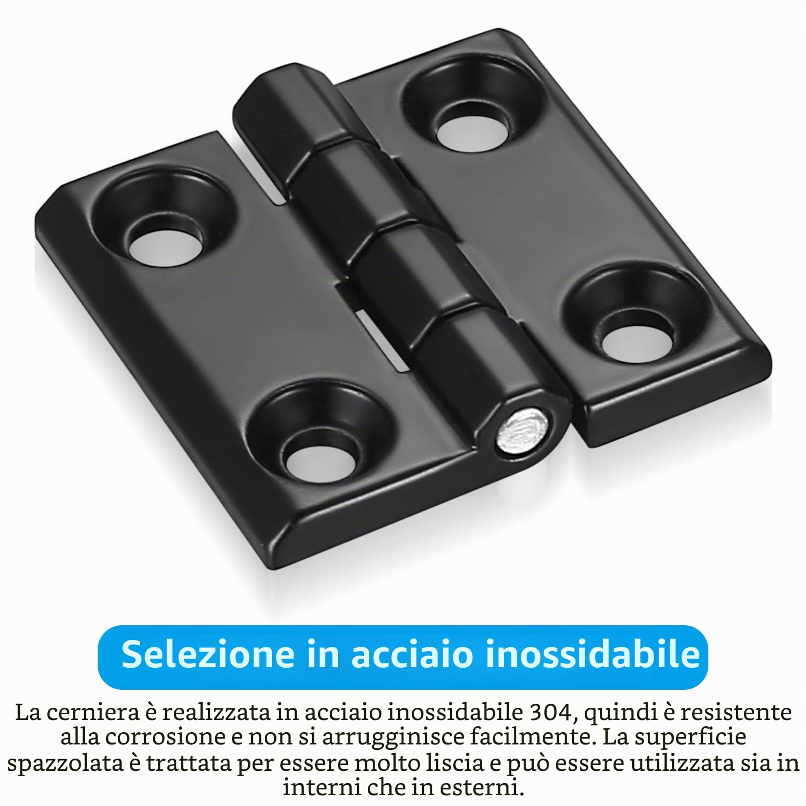 8 PZ Cerniere Pieghevoli, Connettori in Acciaio Inossidabile 40x40mm, a Scomparsa Pesanti in Nero, Set per Porte in Legno, Finestre, Armadi, Cancello da Giardino