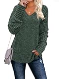 Womens Sweaters Long Sleeve V Neck Shirts Loose Casual Fashion Tops