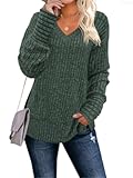 Womens Sweaters Long Sleeve V Neck Shirts Loose Casual Fashion Tops