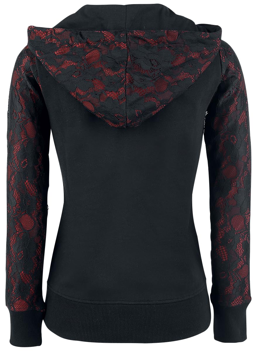 Gothicana by EMP Damen schwarz-rote Kapuzenjacke mit Spitze