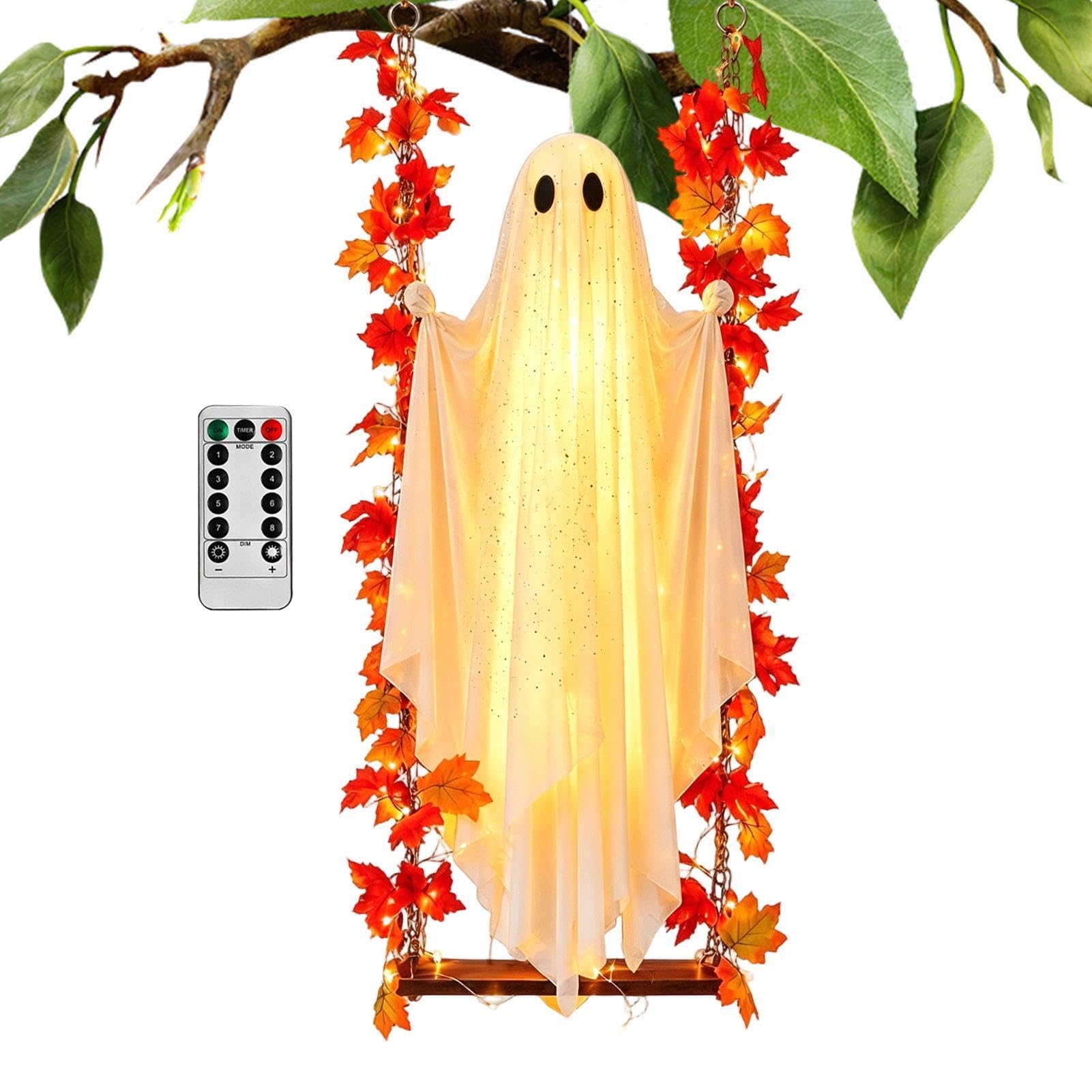 Generico Grande Fantasma da Appendere per Halloween con LED telecomandate