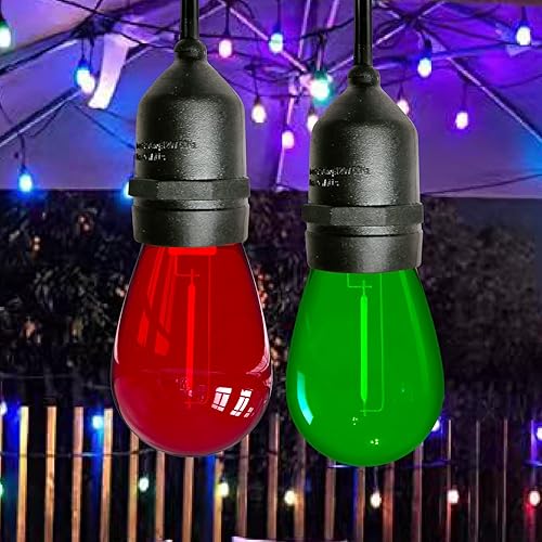 Miniatura 5 de Bombillas LED de luz de cadena S14 de color, paquete de 24 bombillas de 1 W, de plástico irrompible e impermeable, para interiores y exteriores,
