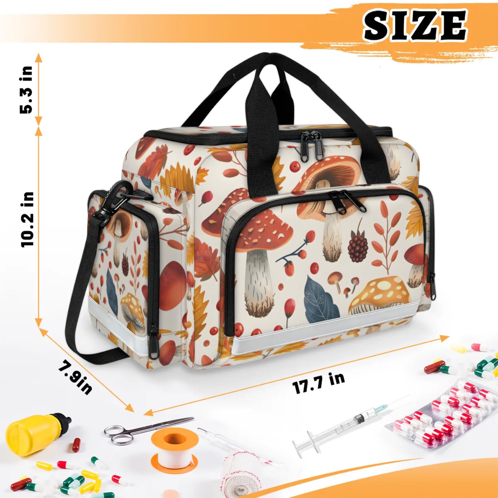 GzLeyigou First Aid Bags Empty, Beautiful Flower Emergency Bag First Aid Kit Multiple Compartment Kit Carrier On Call Trauma Bag For Paramedics Emergency Medical Supplies Kit