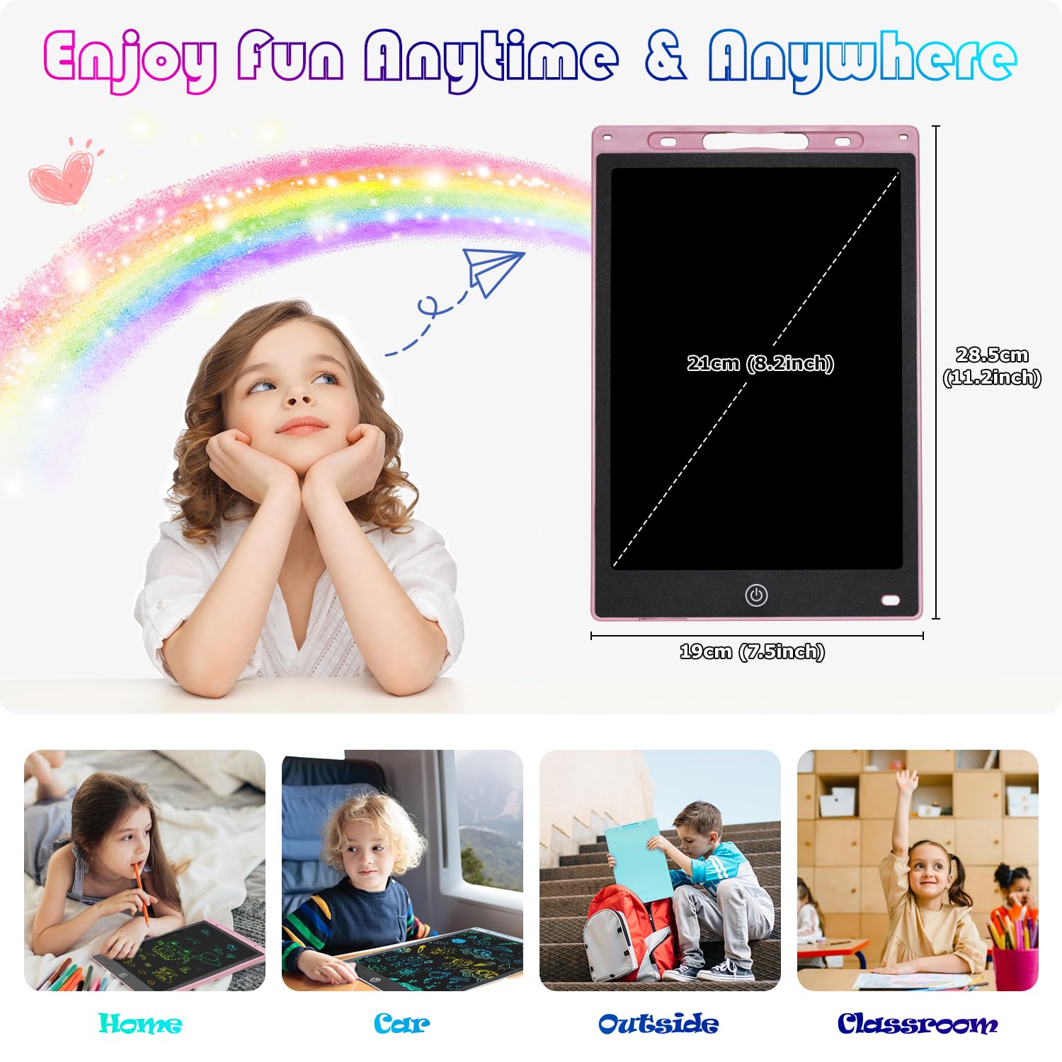 Lavagnetta Cancellabile Bambini 12 Pollici Lavagna Magnetica per Bambini Tavoletta Grafica Bambini Tavoletta Grafica Cancellabile LCD Colorata Regalo per Bambini 2 3 4 5 6 7 8 Anni 2 Pezzi (Blu+ Rosa)