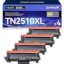 ZIPRINT TN2510XL TN-2510XL Confezione da 4 pezzi – Compatibili per Brother MFC-L2800DW MFC-L2827DW HL-L2400DWE MFC-L2860DWE MFC-L2835DW DCP-L2665DW DCP-L2620DW HL-L2445DW DCP-L2660DW (Nero)