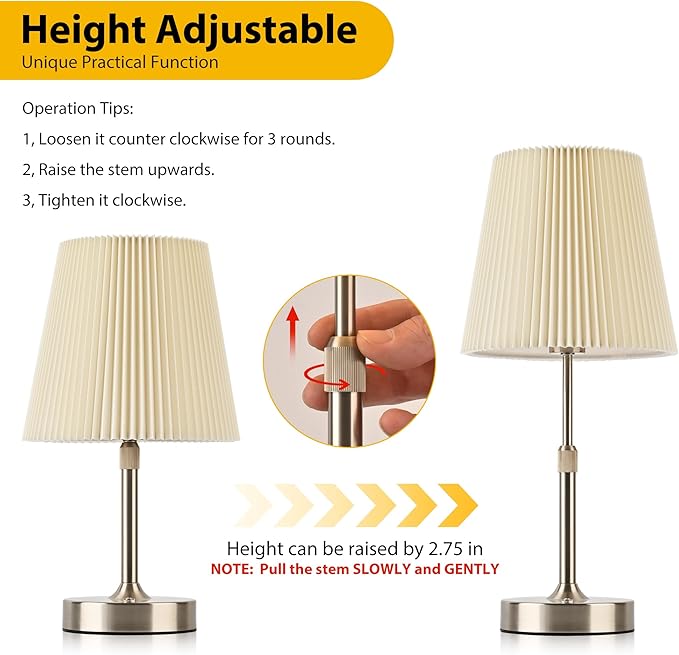 HISEEGO Cordless Table Lamp, 2700K Stepless Dimmable Wireless Touch Lamp with 2 Bulbs, 5200mAh Rechargeable Battery Operated Lamps for Living Room, Kitchen, Bedside, Dining Room, Bar(Silver) photo 2