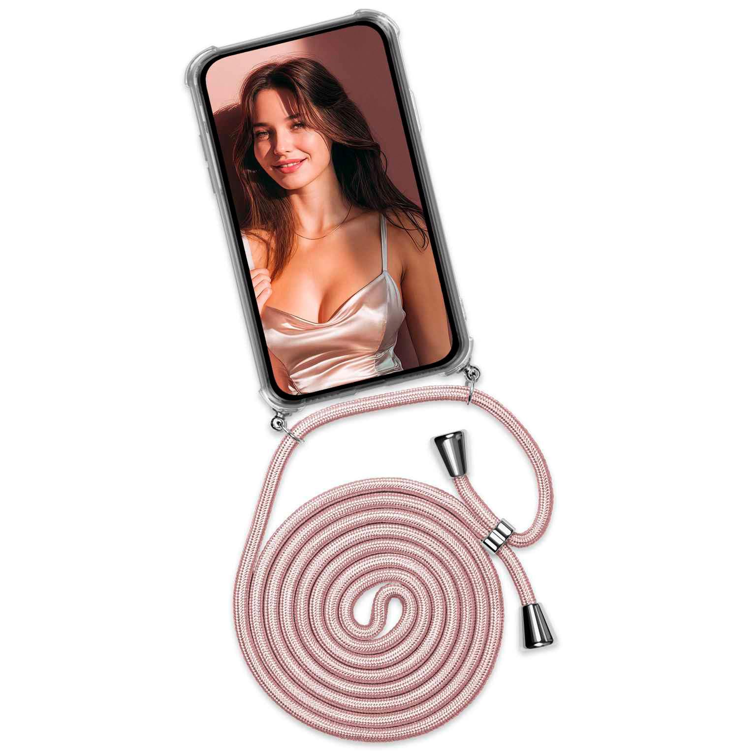 Coque silicone Samsung S24 avec chaîne interchangeable finition or rose - 8