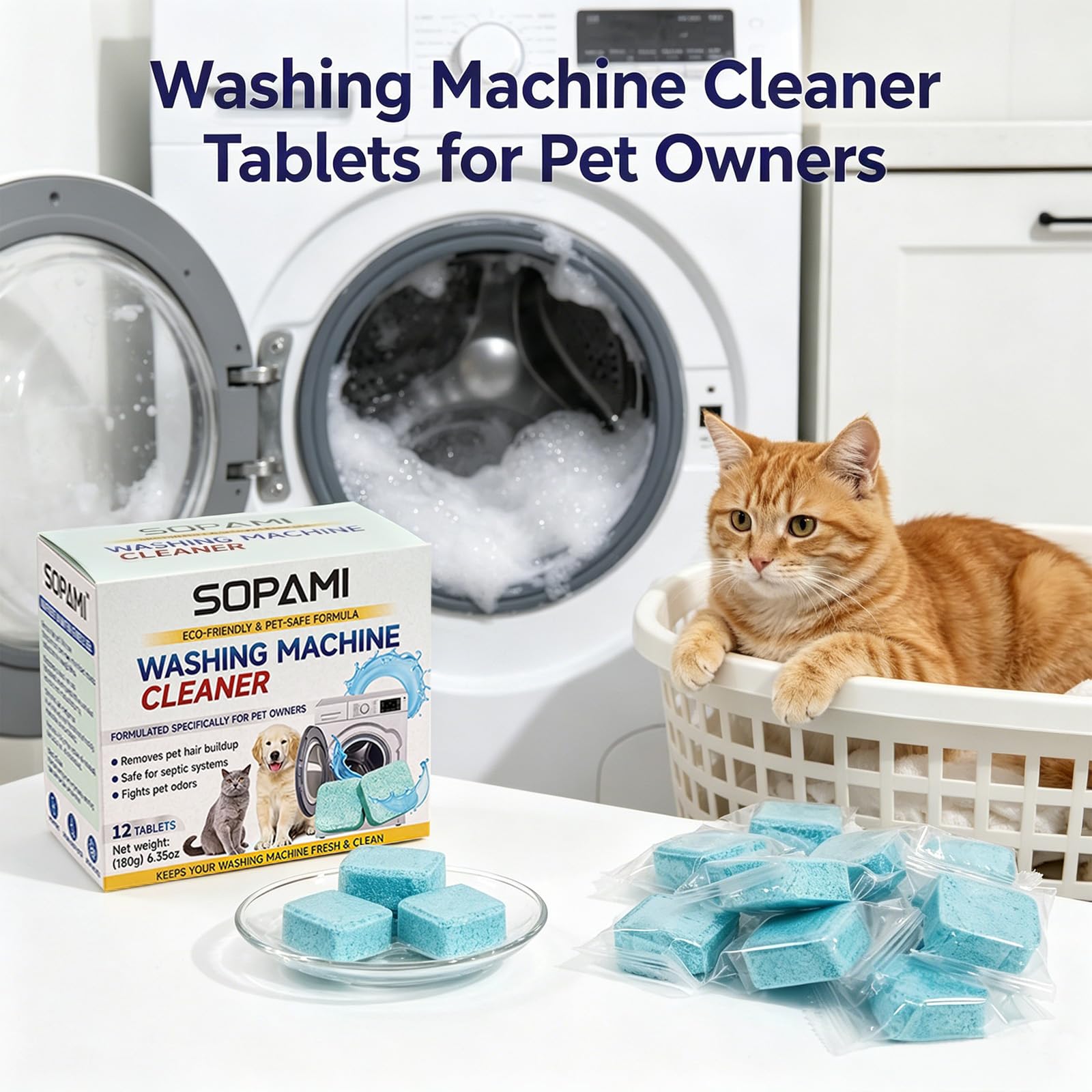 Amazon.com: SOPAMI Washer Cleaner Tablets 12-Pack deep clean Pet