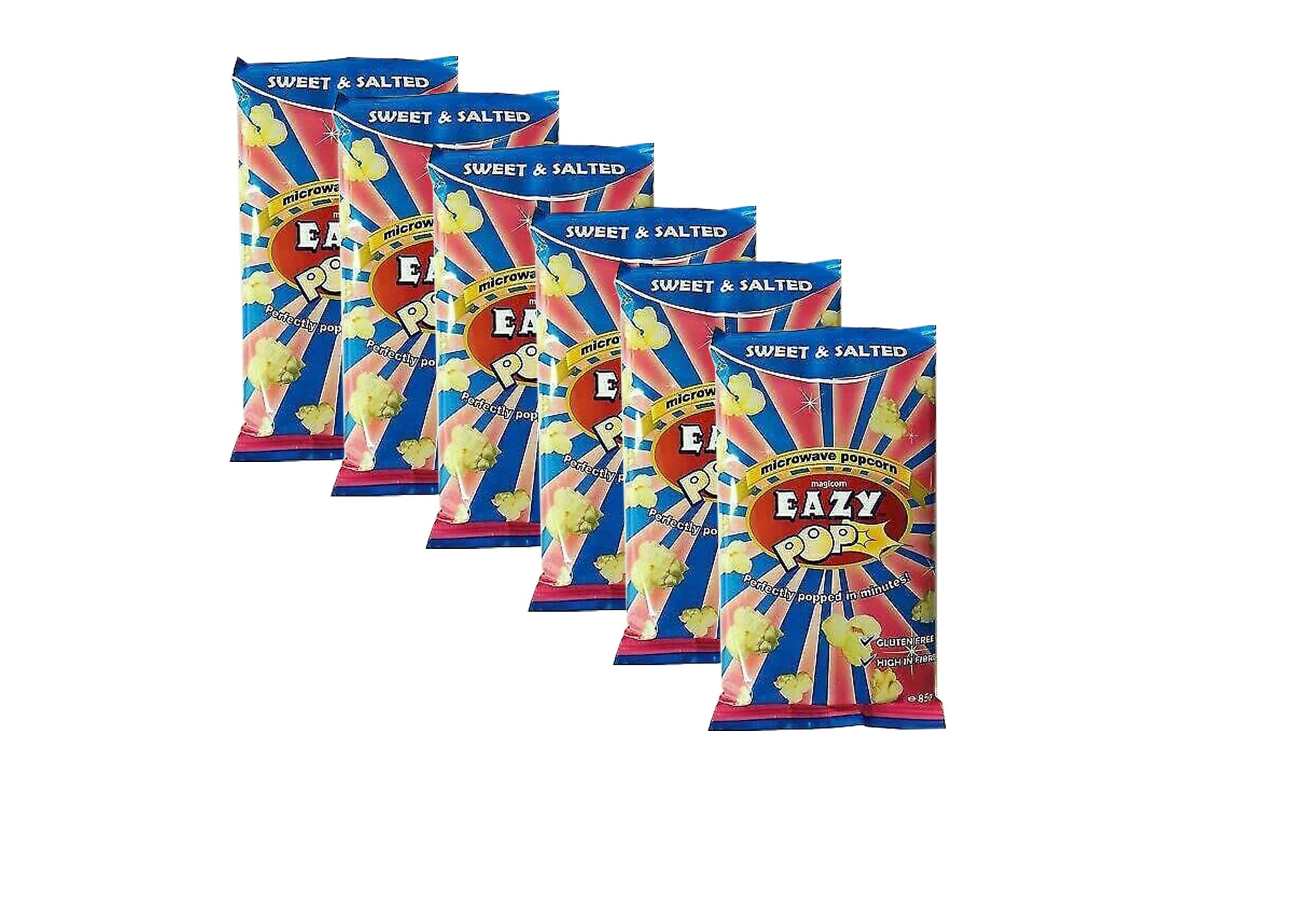 Eazy pop Instant Popcorn Sweet & Salty Flavour 85g (Pack of 6) - Excellent for Snacking- Microwave Popcorn Ready in Few Minutes Popcorn Family Pack