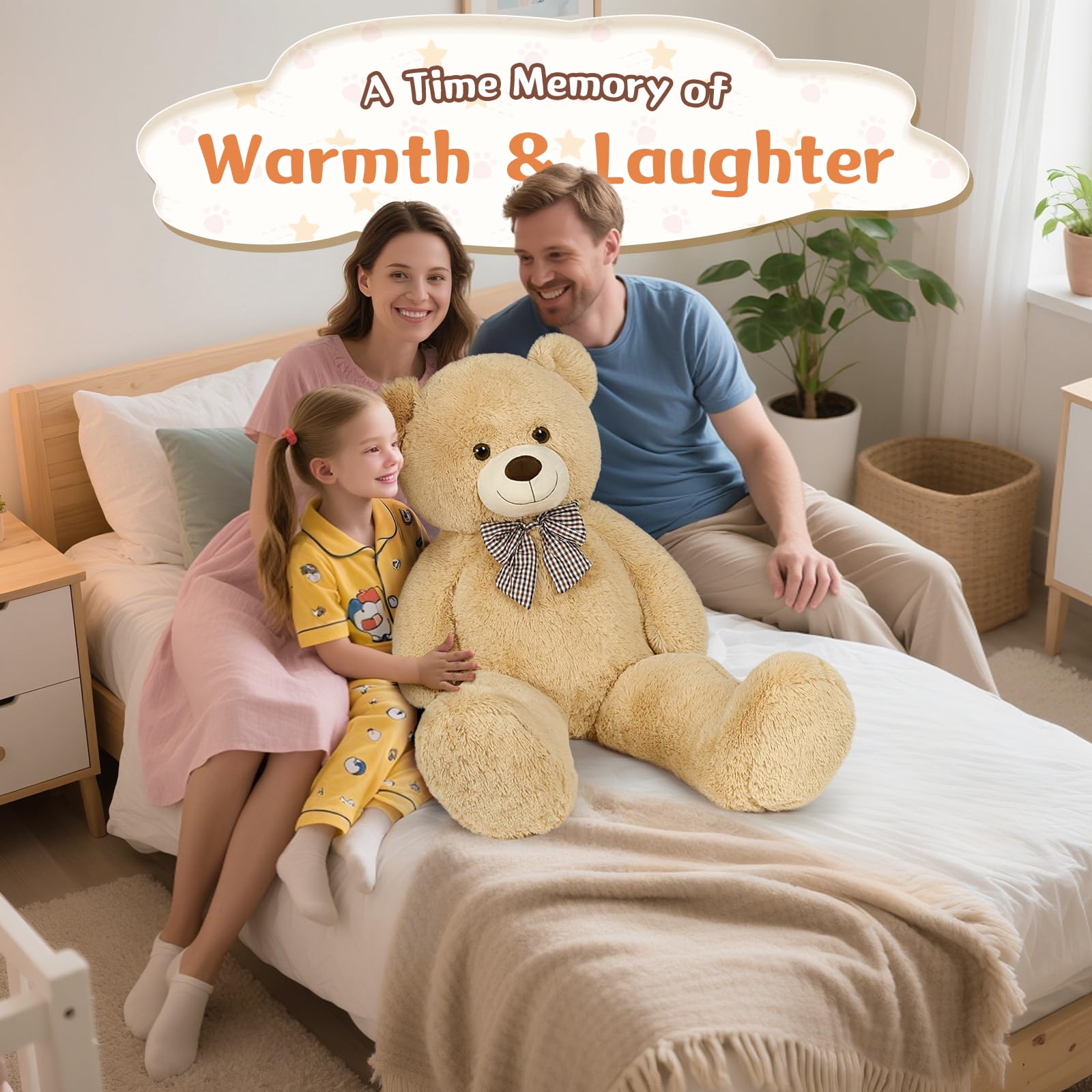 MorisMos Oso de peluche gigante de 120 cm, tamaño XXL, color marrón, oso de peluche grande, para cumpleaños