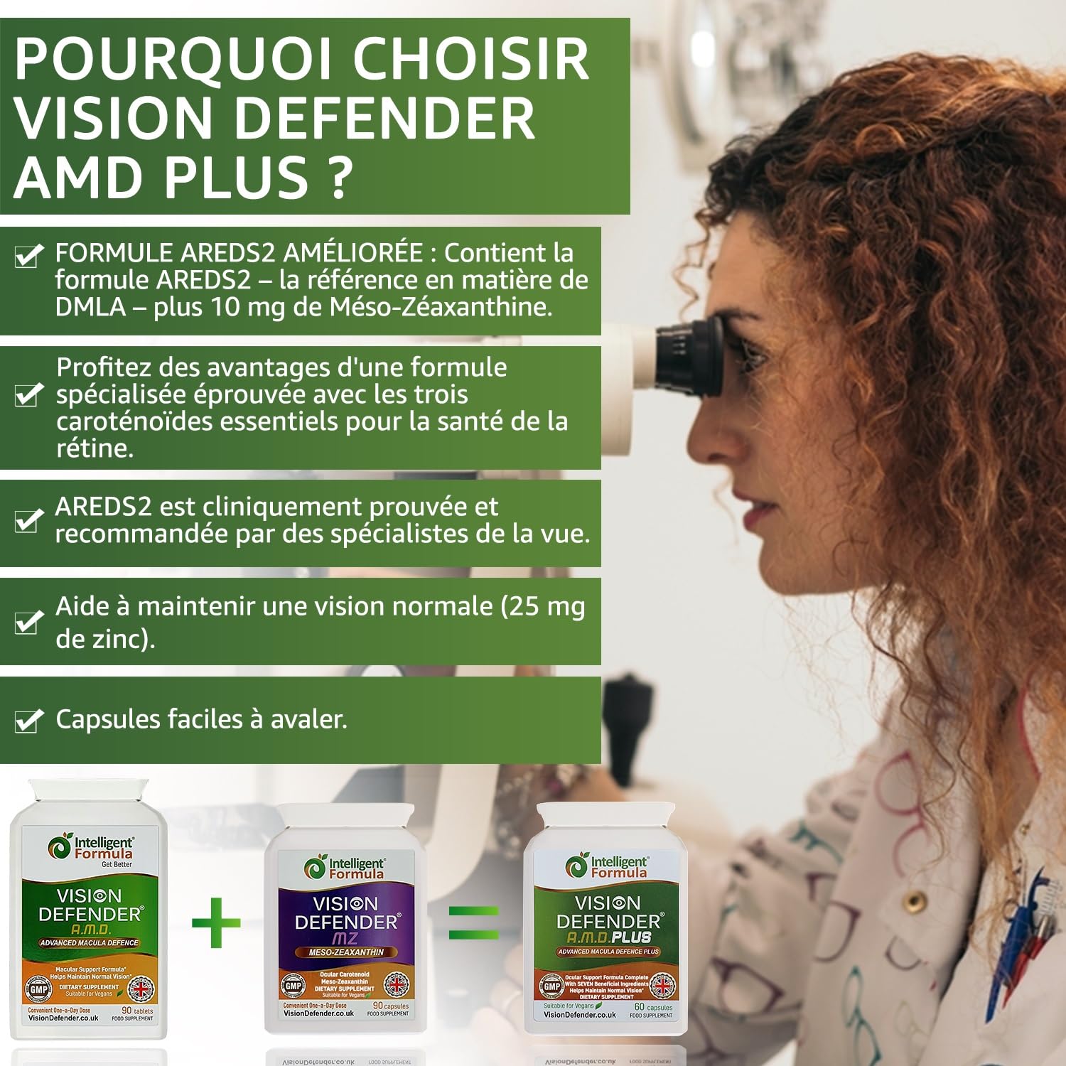 Vision Defender Plus Complément Alimentaire pour les Yeux – Formule AREDS2 Améliorée avec Més-Zéaxanthine – 7 Nutriments Essentiels (Lutéine, Zéaxanthine, Vitamines C & E, Zinc, Cuivre) – 60 Gélules