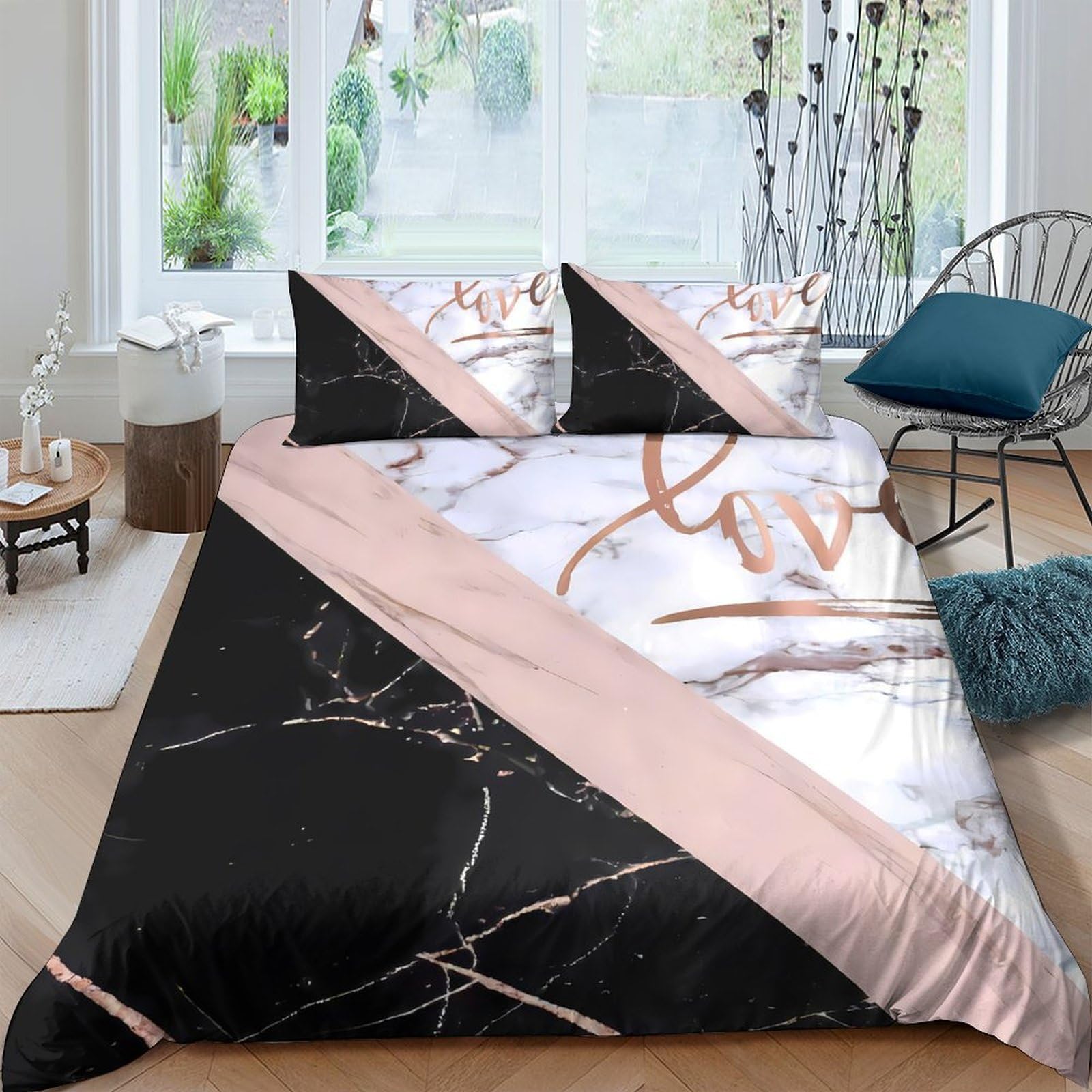Ctjqhvkz Style-6 3D Printed Marble Black Gold Fitted Sheet Microfiber Bedroom Decor Abstract Love Bed Sheet For Adults Teens Single（135X200cm）